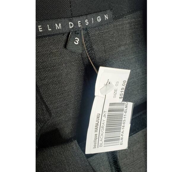 Elm Design Wool Blend Blazer Jacket 3 Large Lagenlook Stretch Corporate Goth - Picture 4 of 13